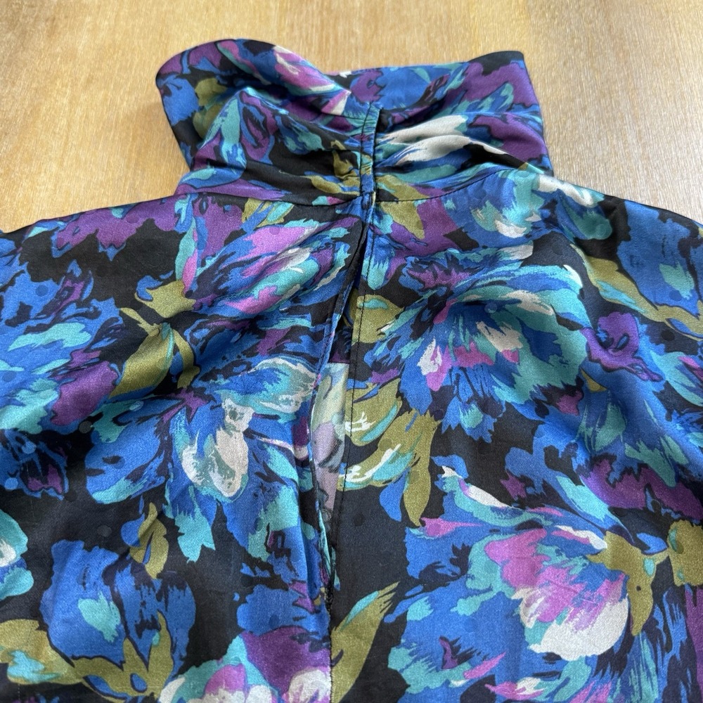 Ronny Kobo Annika Long Sleeve Silk Mini Dress Medium Mock Neck Ruched - Picture 14 of 16